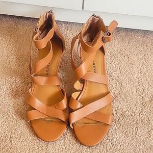 Brown wedge sandals